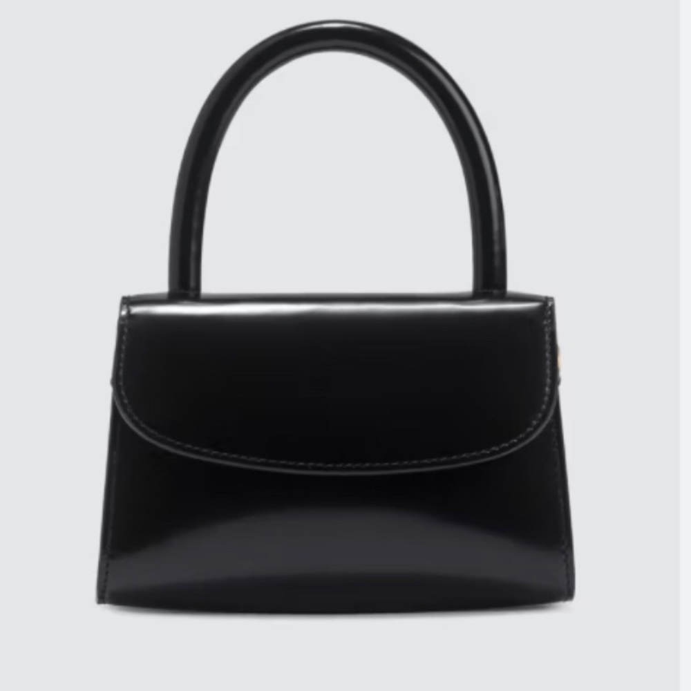By Far - Black Mini Semi Patent Leather Top Handle Bag - Picture 1 of 5